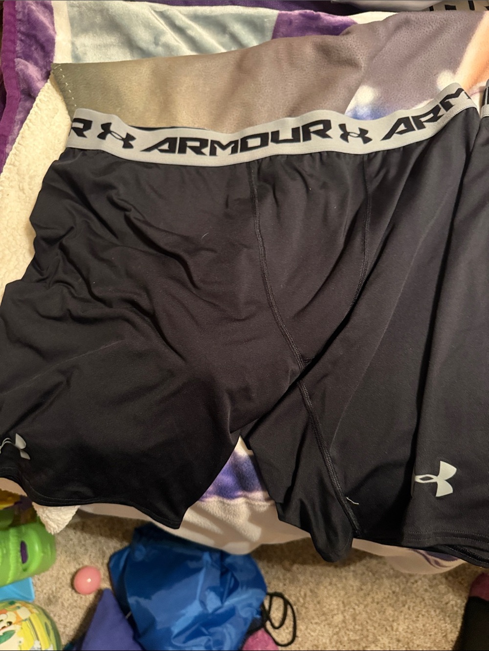 Under Armour Black Athletic Compression Shorts with Gray Waistband BUNDLE